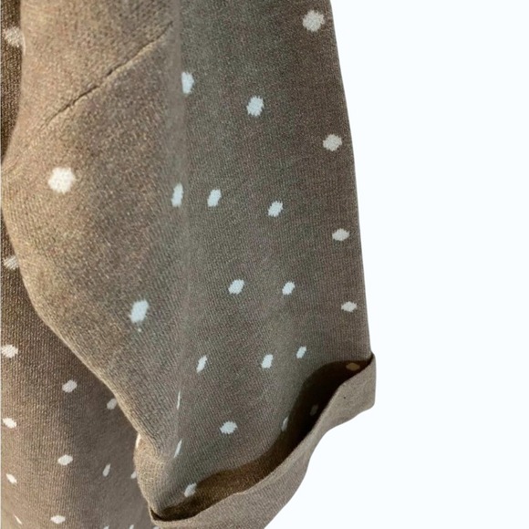Womens Large Cynthia Rowley‎ Brown Taupe Cream Polka Dot Pullover Sweater - Picture 2 of 5